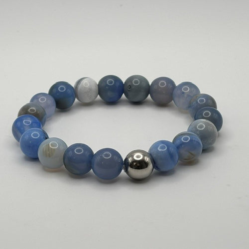 Steel Blue Natural Agate Bracelet