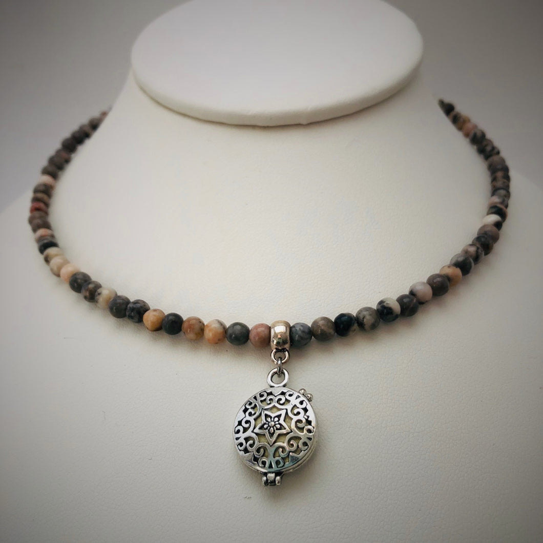 Pink Zebra Jasper Aromatherapy Choker / Bracelet