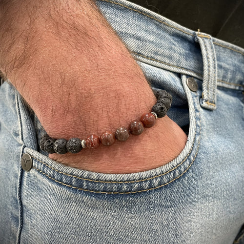 Brecciated Jasper Men's Aromatherapy Bracelet