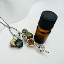Rhyolite, Seaweed Quartz, Chalcopyrite & Seraphinite Aromatherapy Necklace