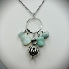 Aquamarine, Amazonite, Blue Sponge Quartz & Sesame Jasper Aromatherapy Necklace