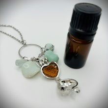 Aquamarine, Amazonite, Blue Sponge Quartz & Sesame Jasper Aromatherapy Necklace