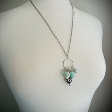 Aquamarine, Amazonite, Blue Sponge Quartz & Sesame Jasper Aromatherapy Necklace