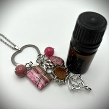 Rhodonite, Pink Crazy Lace Agate, Pink Maifanite & Pink Jade Aromatherapy Necklace