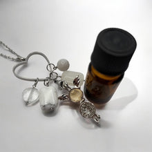 Crystal Quartz, White Howlite, White Jade & Crazy Lace Agate Aromatherapy Necklace