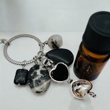 Biotite, Black Picture Jasper, Black Jasper and Tourmalinated Quartz Aromatherapy Necklace