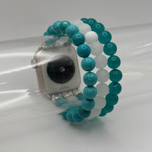 Aqua Magnesite, White Jade and Aqua Malaysian Jade Apple Watch Band