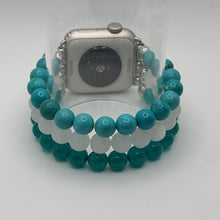 Aqua Magnesite, White Jade and Aqua Malaysian Jade Apple Watch Band