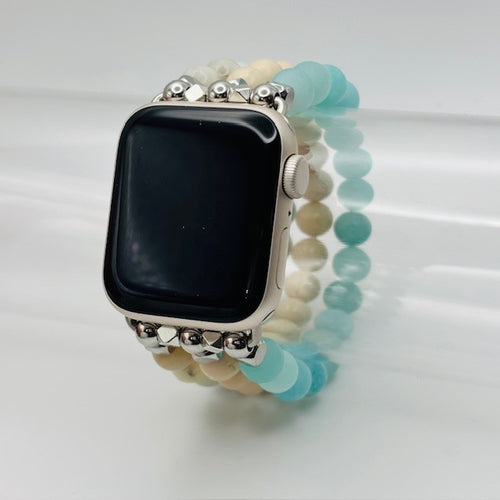 Amazonite, Fossil Stone and Aqua Jade Apple Watch Band