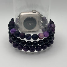 Purple Striped Agate, Obsidian and Purple Larvikite Apple Watch Band
