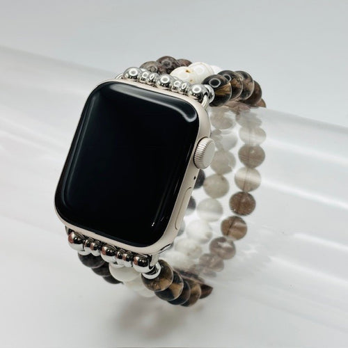 Smoky Quartz, Natural Howlite and Brown Snowflake Obsidian Apple Watch Band