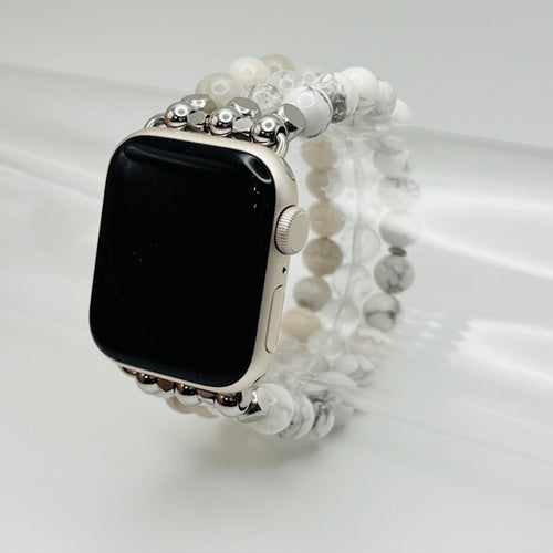 White Howlite, Crystal Quartz and Crazy Lace Agate Apple Watch Band