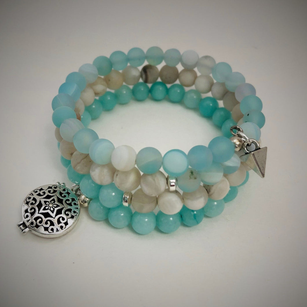 Aqua Sardonyx, Crazy Lace Agate & Aqua Jade Aromatherapy Bracelet