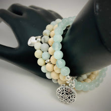 Amazonite, Fossil Stone & Aqua Jade Aromatherapy Bracelet