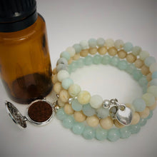 Amazonite, Fossil Stone & Aqua Jade Aromatherapy Bracelet
