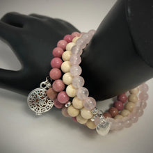 Rhodonite, Fossil Stone & Rose Quartz Aromatherapy Bracelet