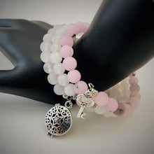 Cherry Blossom Jasper, White Jade & Rose Quartz Aromatherapy Bracelet