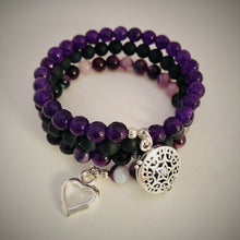 Purple Striped Agate, Black Agate & Purple Jade Aromatherapy Bracelet