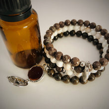 Bronzite, Howlite & Brown Snowflake Obsidian Aromatherapy Bracelet