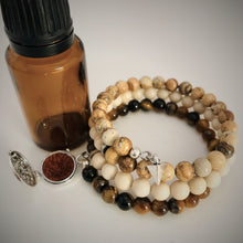 Tiger Eye, Fossil Stone & Picture Jasper Aromatherapy Bracelet