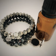 Labradorite, Black Agate & Black Picture Jasper Aromatherapy Bracelet
