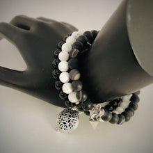 Black Striped Agate, White Howlite & Obsidian Aromatherapy Bracelet