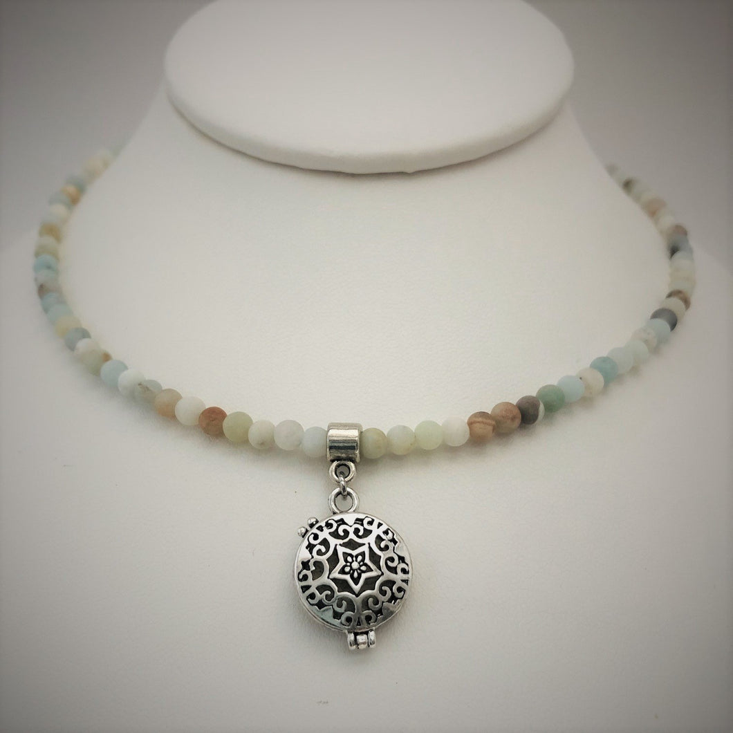 Matte Amazonite Essential Oil Diffusing Choker / Bracelet